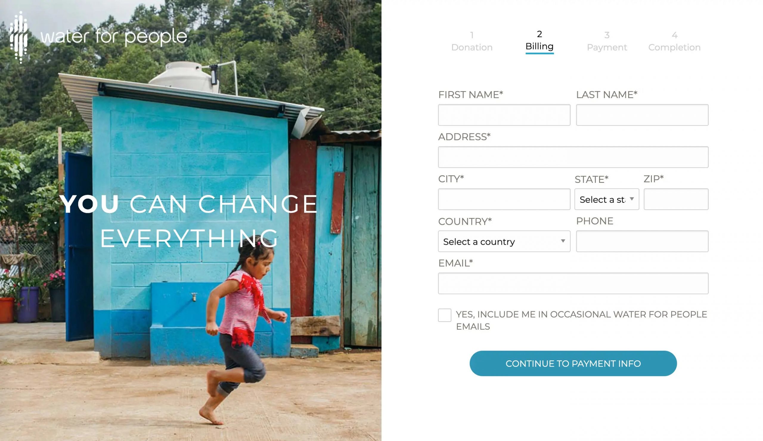 Capital Campaign Web Page: donation form example - Water for People