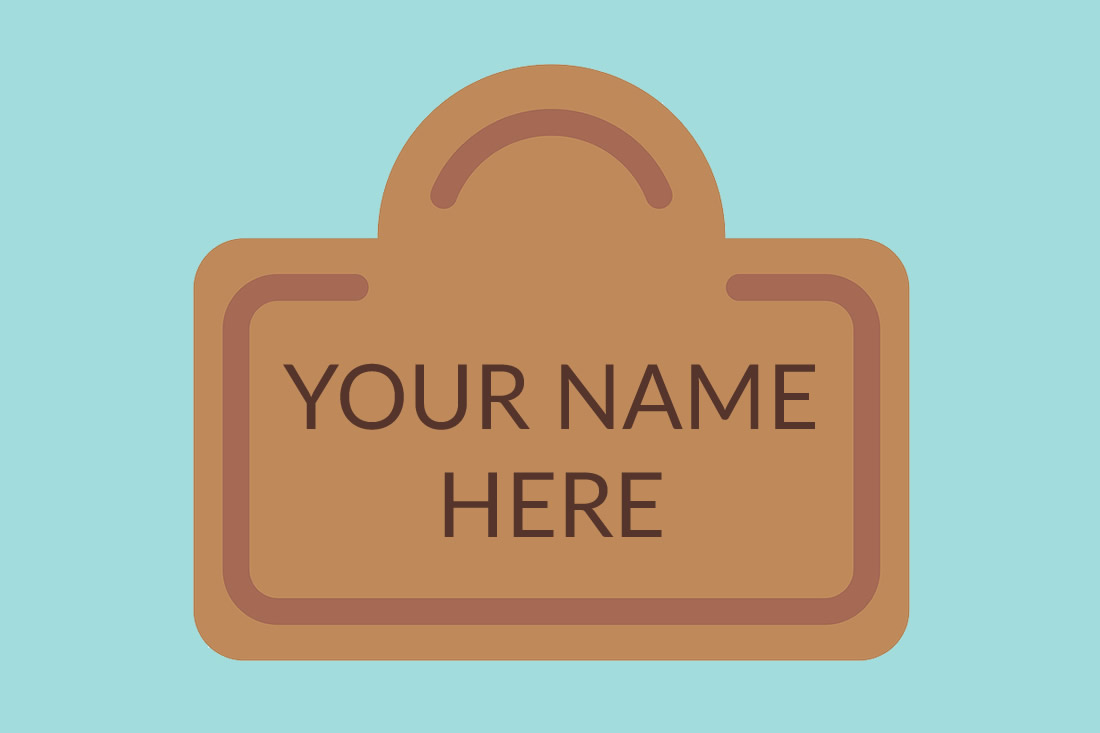 Illustration of a plaque that reads “Your Name Here”